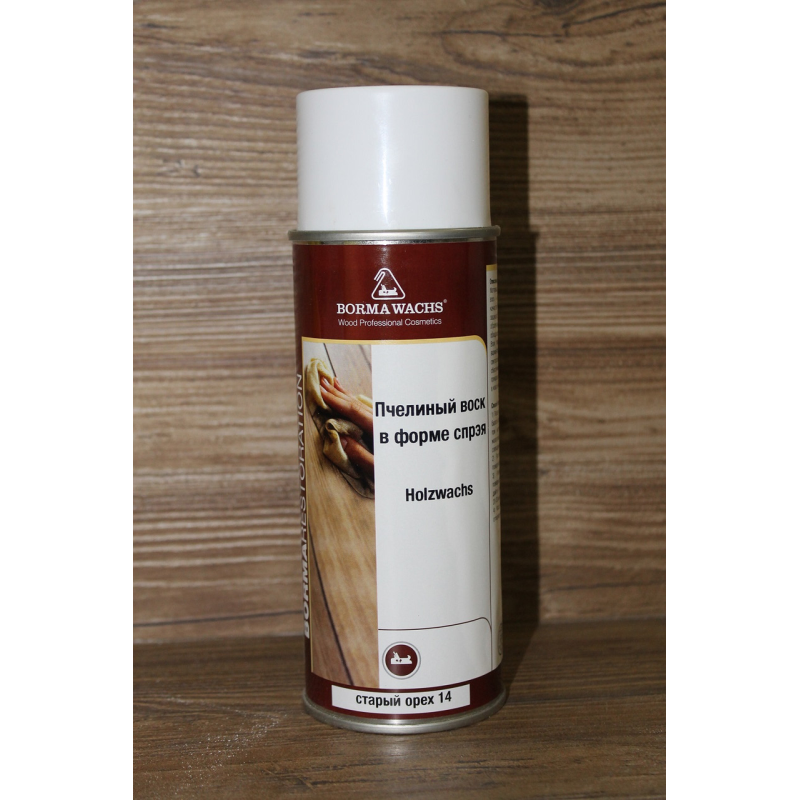 Бджолиний віск у формі спрею, Holzwachs. Колір: Античний горіх 14, 400 мл