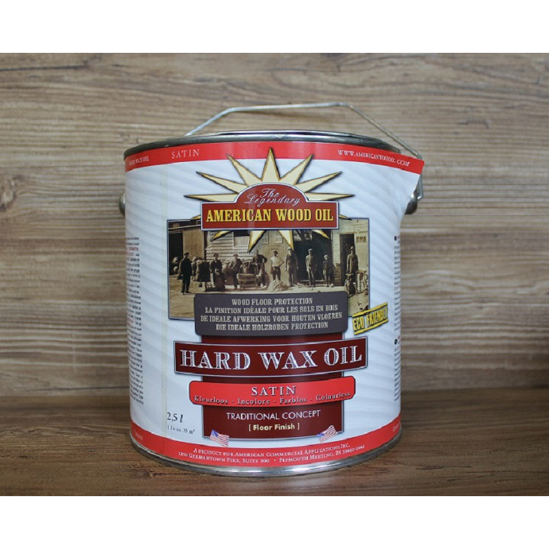 Водостійке покриття для дерев“яних поверхонь, Hard Wax Oil, Satin, 2.5 litre, American Wood Oil