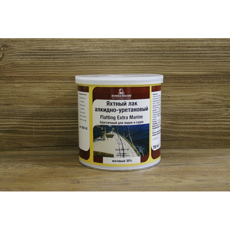 Яхтний олійний лак підвищеної твердості, 30% gloss, Flatting Extra Marine, 750 мл, Borma Wachs