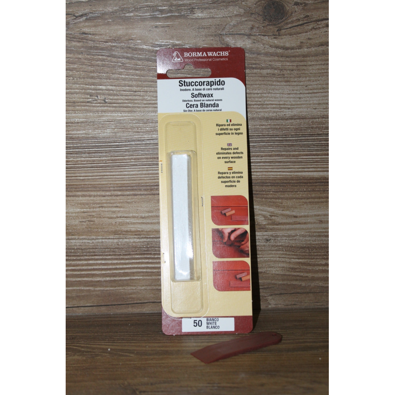 Реставраційний віск м“який зі шпателем, білий, Блістер Softwax, брусок, 20 грамів