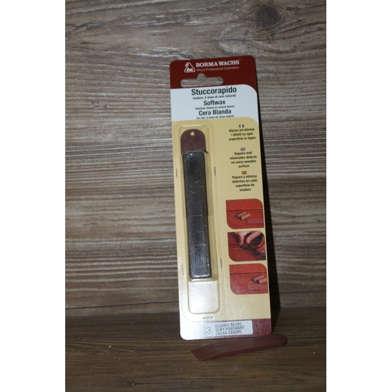 Реставраційний віск м“який зі шпателем, Темний горіх, Блістер Softwax, брусок, 20 грамів